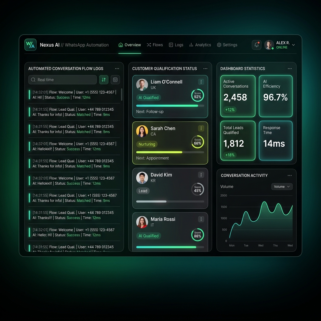 WhatsApp lead qualification dashboard interface screenshot